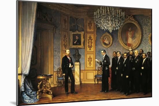 The Mexican Delegation Offering the Mexican Imperial Crown to Maximilian of Habsburg-Cesare Dell'acqua-Mounted Giclee Print