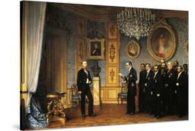 The Mexican Delegation Offering the Mexican Imperial Crown to Maximilian of Habsburg-Cesare Dell'acqua-Stretched Canvas