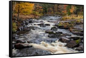 The Middle Branch of the Escanaba River Rapids in autumn, Palmer, Michigan USA-Chuck Haney-Framed Stretched Canvas