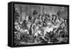 The midnight conversation by William Hogarth-William Hogarth-Framed Stretched Canvas