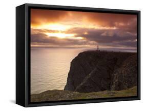 The Midnight Sun Breaks Through the Clouds at Nordkapp, Finnmark, Norway-Doug Pearson-Framed Stretched Canvas