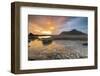 The Midnight Sun Reflected on the Sandy Beach of Skagsanden, Ramberg, Nordland County-Roberto Moiola-Framed Photographic Print