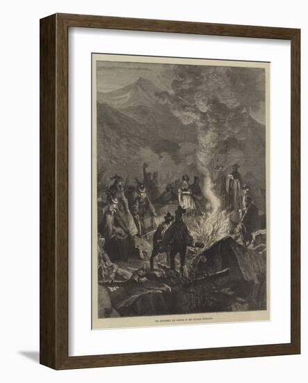 The Midsummer Eve Bonfire in the Bavarian Highlands-null-Framed Giclee Print