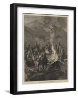 The Midsummer Eve Bonfire in the Bavarian Highlands-null-Framed Giclee Print