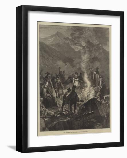 The Midsummer Eve Bonfire in the Bavarian Highlands-null-Framed Giclee Print