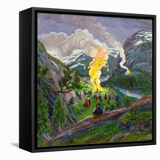 The Midsummer Fire by Astrup-Nikolai Astrup-Framed Stretched Canvas