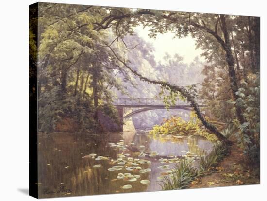 The Milieu Bridge in the Forest-Henri Biva-Stretched Canvas