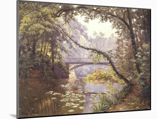 The Milieu Bridge in the Forest-Henri Biva-Mounted Giclee Print
