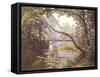 The Milieu Bridge in the Forest-Henri Biva-Framed Stretched Canvas