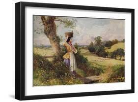 'The Milkmaid', 1860, (c1915)-Birket Foster-Framed Giclee Print