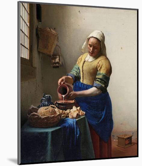 The Milkmaid-Johannes Vermeer-Mounted Art Print