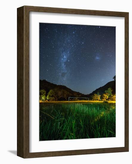 The Milky Way Above a Football Goal Post at Night in Ubatuba-Alex Saberi-Framed Photographic Print