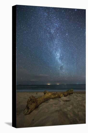 The Milky Way Above Itamambuca Beach at Night and Ship Lights on the Horizon-Alex Saberi-Stretched Canvas