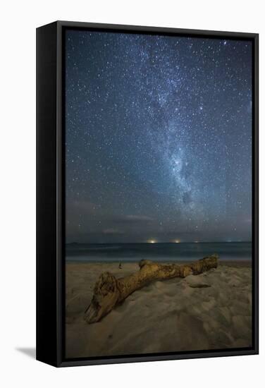 The Milky Way Above Itamambuca Beach at Night and Ship Lights on the Horizon-Alex Saberi-Framed Stretched Canvas