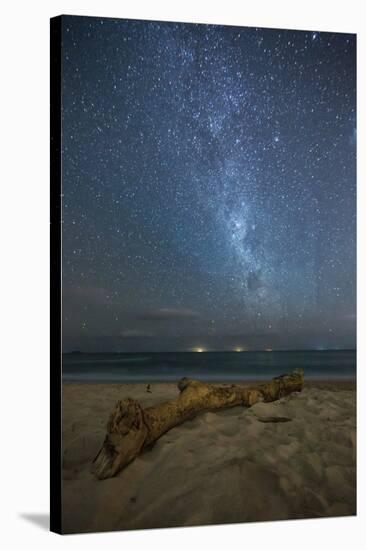 The Milky Way Above Itamambuca Beach at Night and Ship Lights on the Horizon-Alex Saberi-Stretched Canvas