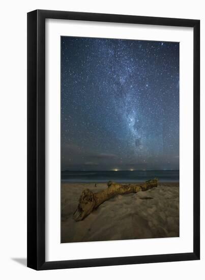 The Milky Way Above Itamambuca Beach at Night and Ship Lights on the Horizon-Alex Saberi-Framed Photographic Print