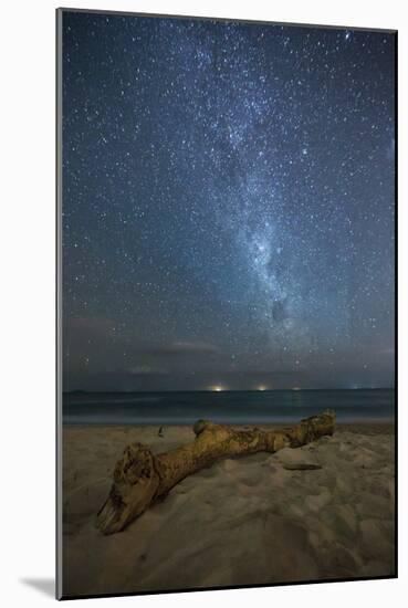 The Milky Way Above Itamambuca Beach at Night and Ship Lights on the Horizon-Alex Saberi-Mounted Photographic Print