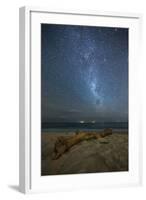 The Milky Way Above Itamambuca Beach at Night and Ship Lights on the Horizon-Alex Saberi-Framed Photographic Print