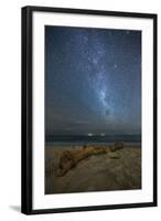 The Milky Way Above Itamambuca Beach at Night and Ship Lights on the Horizon-Alex Saberi-Framed Photographic Print