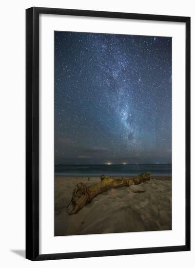 The Milky Way Above Itamambuca Beach at Night and Ship Lights on the Horizon-Alex Saberi-Framed Photographic Print