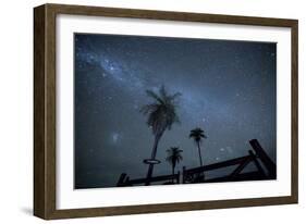 The Milky Way Above Palm Trees and a Wooden Farm Gate-Alex Saberi-Framed Photographic Print