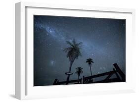 The Milky Way Above Palm Trees and a Wooden Farm Gate-Alex Saberi-Framed Photographic Print