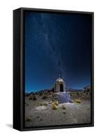 The Milky Way in the Night Sky Above a Grave Marker Sajama National Park-Alex Saberi-Framed Stretched Canvas