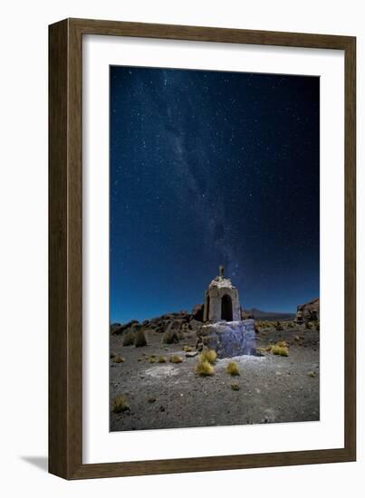 The Milky Way in the Night Sky Above a Grave Marker Sajama National Park-Alex Saberi-Framed Premium Photographic Print