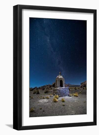 The Milky Way in the Night Sky Above a Grave Marker Sajama National Park-Alex Saberi-Framed Premium Photographic Print