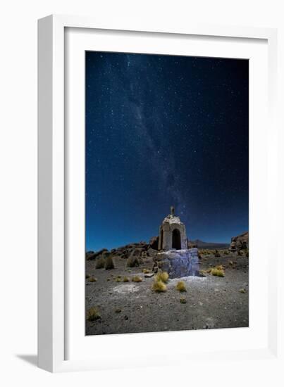 The Milky Way in the Night Sky Above a Grave Marker Sajama National Park-Alex Saberi-Framed Photographic Print