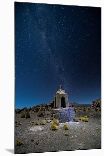 The Milky Way in the Night Sky Above a Grave Marker Sajama National Park-Alex Saberi-Mounted Photographic Print