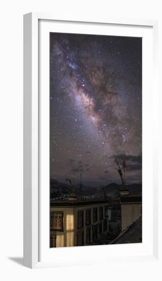 The Milky Way over a Small Vilage in Tibet, China-Stocktrek Images-Framed Photographic Print