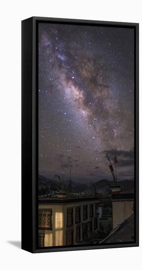 The Milky Way over a Small Vilage in Tibet, China-Stocktrek Images-Framed Stretched Canvas