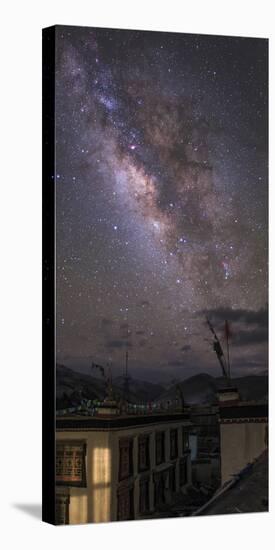 The Milky Way over a Small Vilage in Tibet, China-Stocktrek Images-Stretched Canvas
