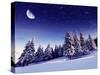 The Milky Way over the Winter Mountains Landscape. Carpathian, Ukraine, Europe. Beauty World.-Leonid Tit-Stretched Canvas