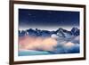 The Milky Way over the Winter Mountains Landscape. Europe. Creative Collage. Beauty World.-Leonid Tit-Framed Photographic Print