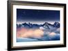 The Milky Way over the Winter Mountains Landscape. Europe. Creative Collage. Beauty World.-Leonid Tit-Framed Photographic Print
