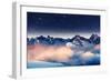 The Milky Way over the Winter Mountains Landscape. Europe. Creative Collage. Beauty World.-Leonid Tit-Framed Photographic Print