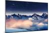 The Milky Way over the Winter Mountains Landscape. Europe. Creative Collage. Beauty World.-Leonid Tit-Mounted Photographic Print