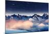 The Milky Way over the Winter Mountains Landscape. Europe. Creative Collage. Beauty World.-Leonid Tit-Mounted Photographic Print