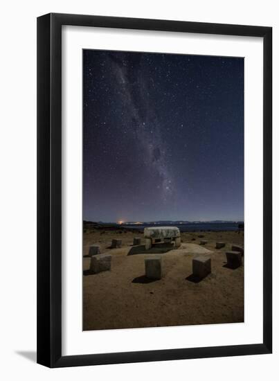The Milky Way Spans the Night Sky Above an Inca Sacrificial Area Near the Santuario on Isla Del Sol-Alex Saberi-Framed Premium Photographic Print