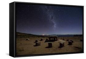 The Milky Way Spans the Night Sky Above an Inca Sacrificial Area Near the Santuario on Isla Del Sol-Alex Saberi-Framed Stretched Canvas