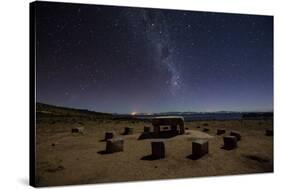 The Milky Way Spans the Night Sky Above an Inca Sacrificial Area Near the Santuario on Isla Del Sol-Alex Saberi-Stretched Canvas