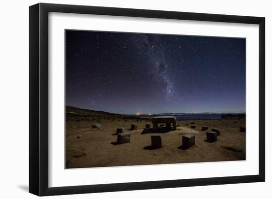 The Milky Way Spans the Night Sky Above an Inca Sacrificial Area Near the Santuario on Isla Del Sol-Alex Saberi-Framed Premium Photographic Print