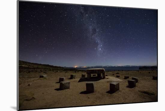 The Milky Way Spans the Night Sky Above an Inca Sacrificial Area Near the Santuario on Isla Del Sol-Alex Saberi-Mounted Premium Photographic Print