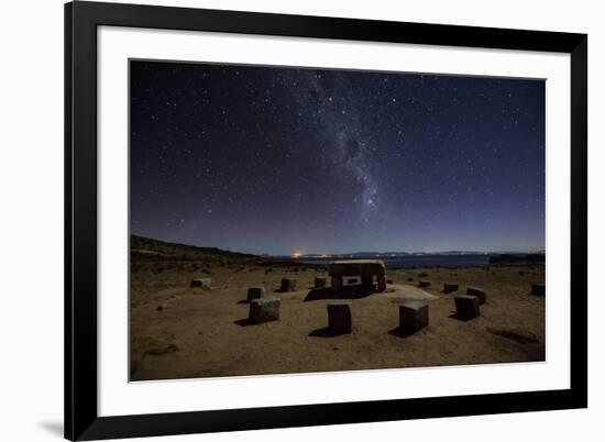 The Milky Way Spans the Night Sky Above an Inca Sacrificial Area Near the Santuario on Isla Del Sol-Alex Saberi-Framed Photographic Print