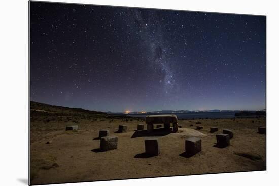 The Milky Way Spans the Night Sky Above an Inca Sacrificial Area Near the Santuario on Isla Del Sol-Alex Saberi-Mounted Photographic Print