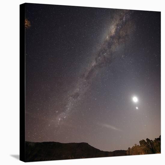 The Milky Way, the Moon and Venus over the Fields in Azul, Argentina-Stocktrek Images-Stretched Canvas