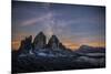 The Milky Way with its Stars Appear in a Summer Night on the Three Peaks of Lavaredo. Dolomites-ClickAlps-Mounted Premium Photographic Print