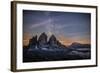 The Milky Way with its Stars Appear in a Summer Night on the Three Peaks of Lavaredo. Dolomites-ClickAlps-Framed Photographic Print